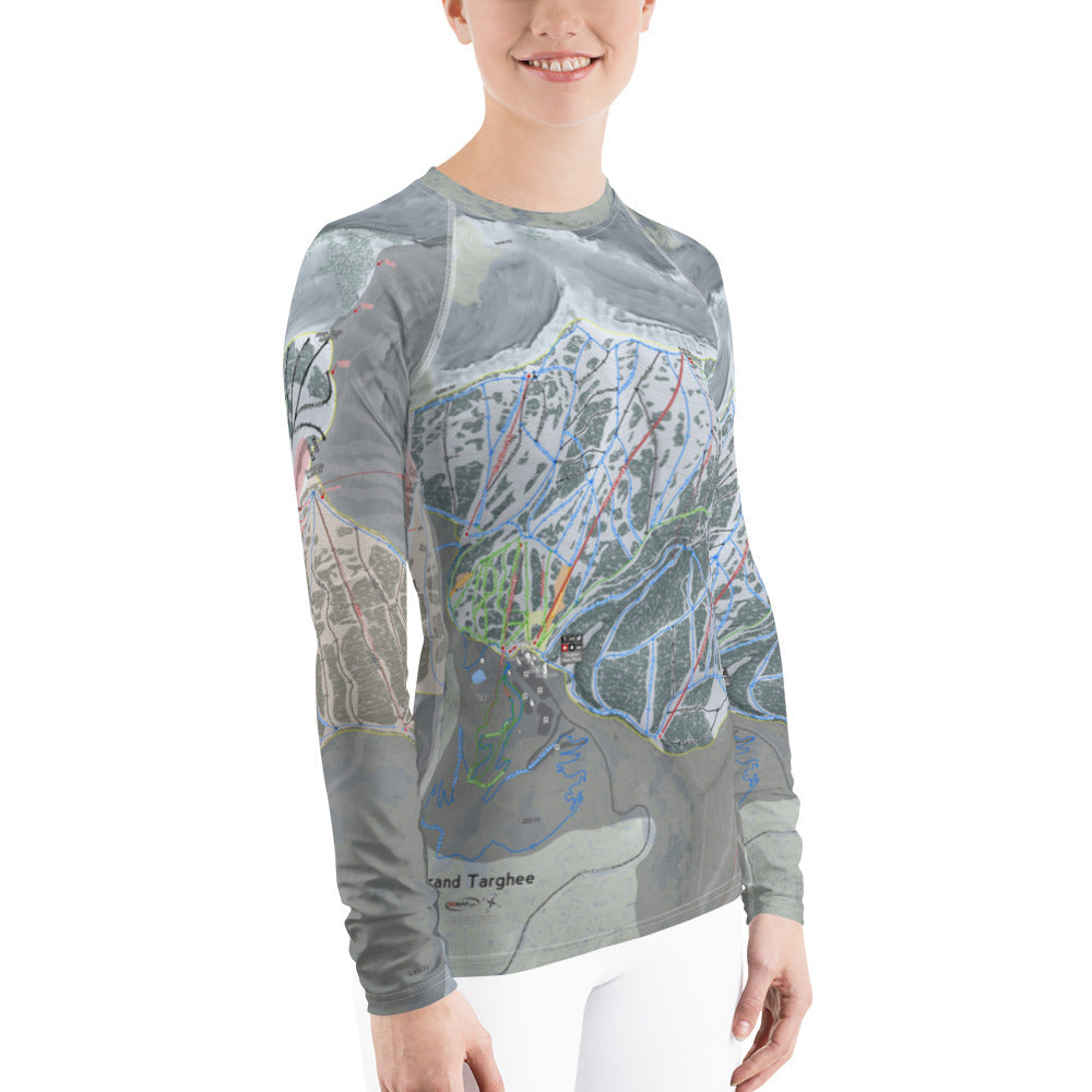 Grand Targhee, Wyoming Ski Trail Map Women's Base Layer Top - Powderaddicts