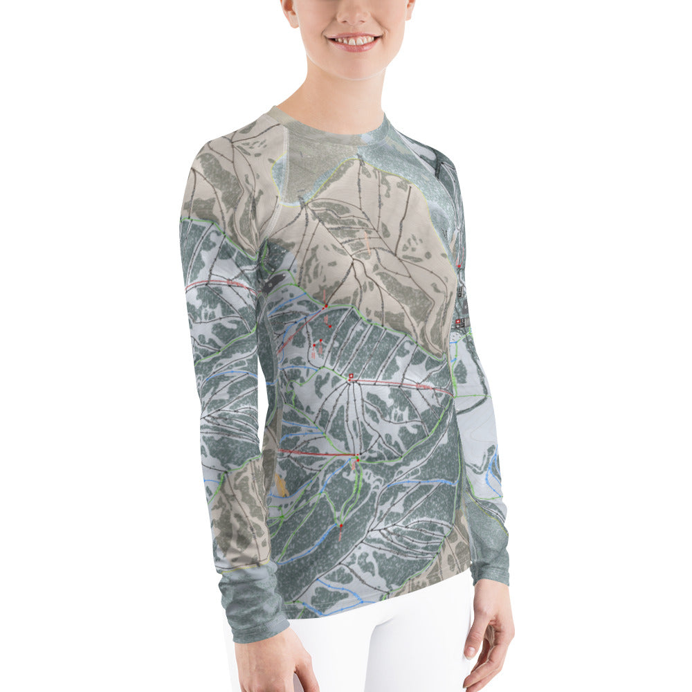 Powder Mountain, Utah Ski Trail Map Women's Base Layer Top - Powderaddicts