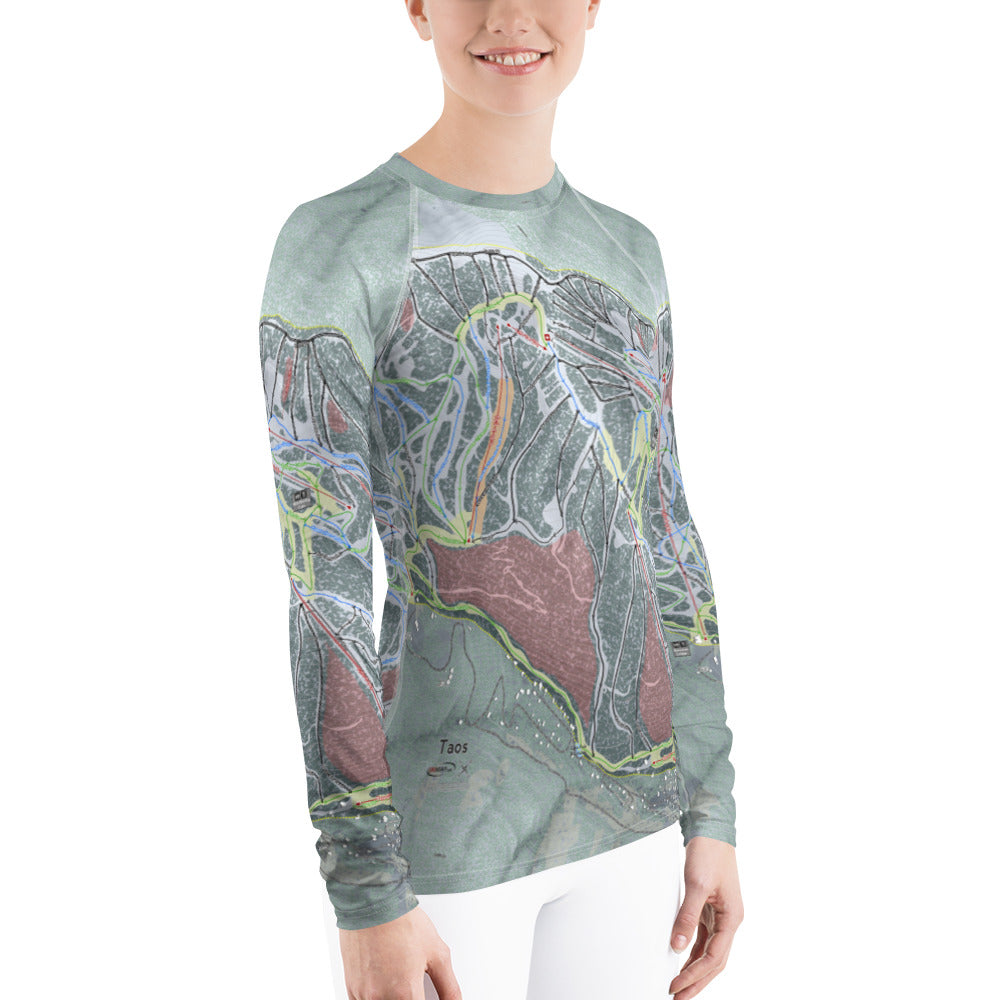 Taos, New Mexico Ski Trail Map Women&#39;s Base Layer Top - Powderaddicts