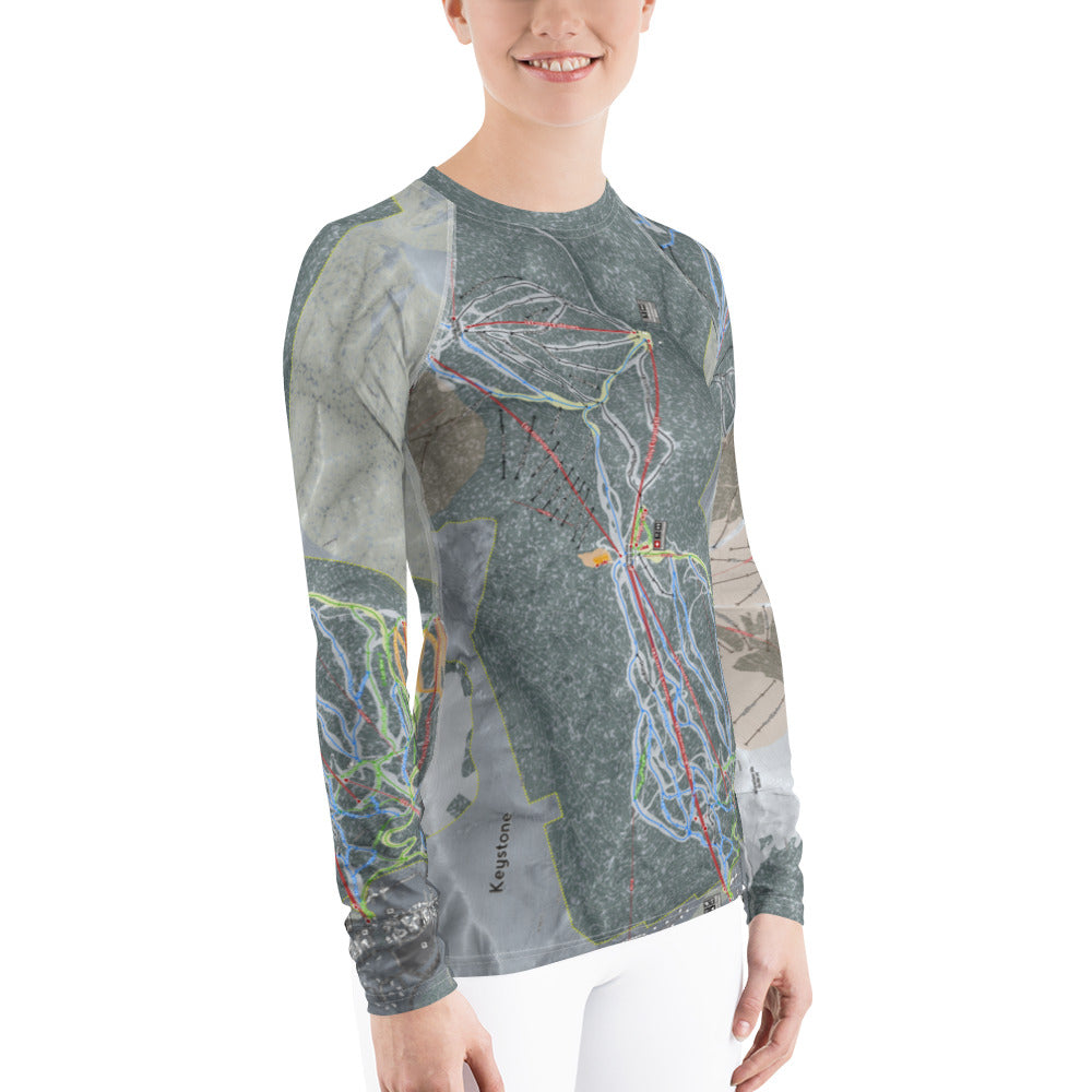 Keystone, Colorado Ski Trail Map Women&#39;s Base Layer Top - Powderaddicts
