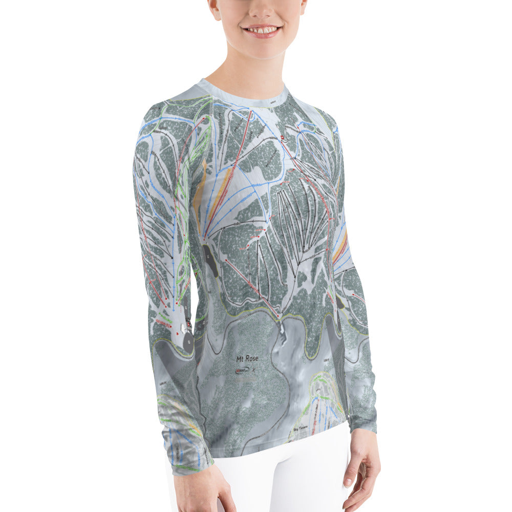 Mt. Rose, Nevada Ski Trail Map Women's Base Layer Top - Powderaddicts