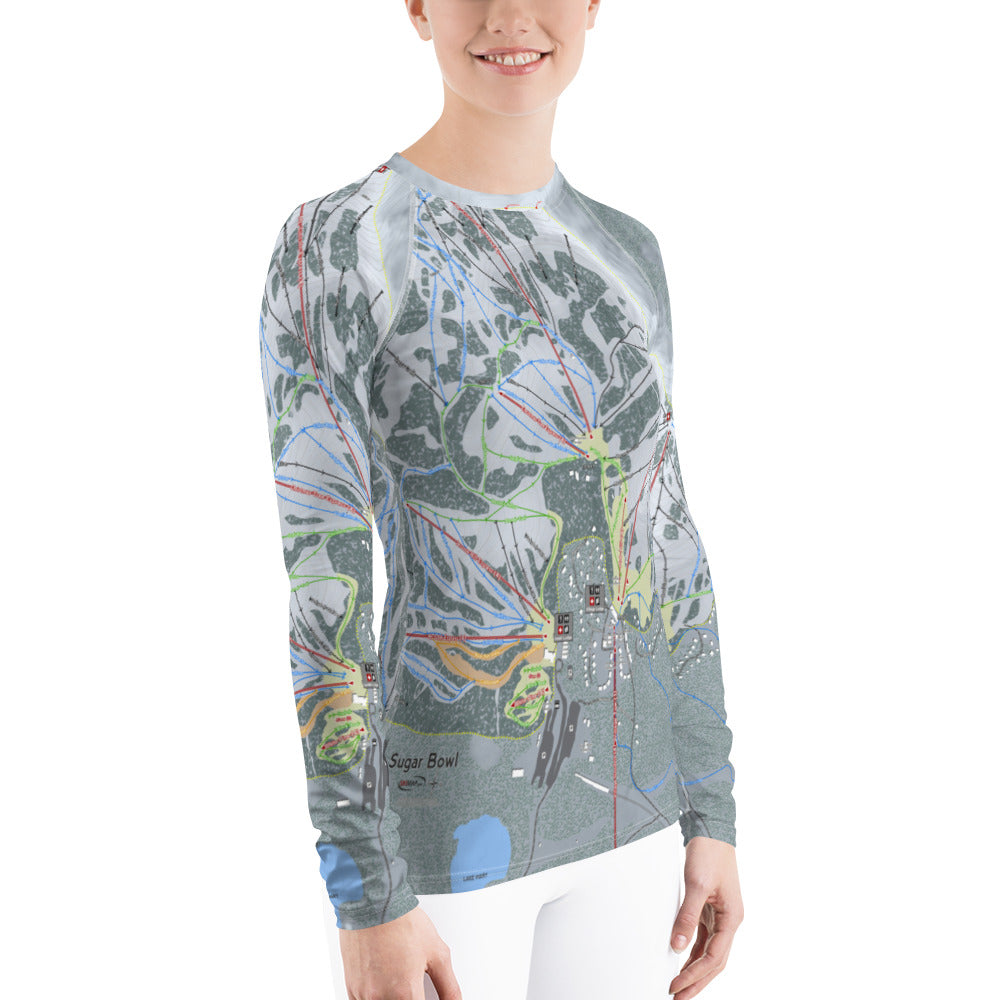 Sugar Bowl, California Ski Trail Map Women&#39;s Base Layer Top - Powderaddicts