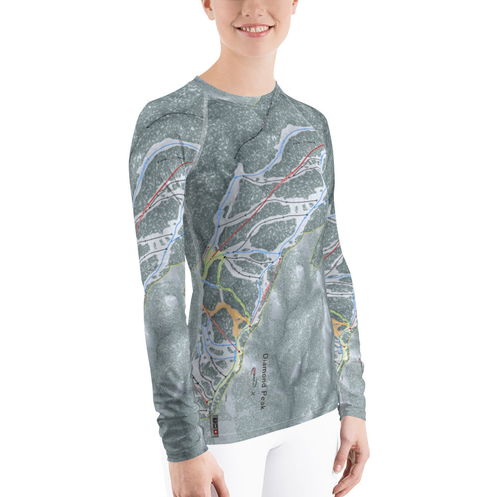 Diamond Peak, Nevada Ski Trail Map Women&#39;s Base Layer Top - Powderaddicts