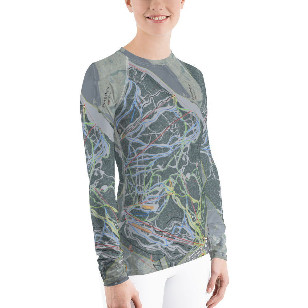 Purgatory, Colorado Ski Trail Map Women&#39;s Base Layer Top - Powderaddicts