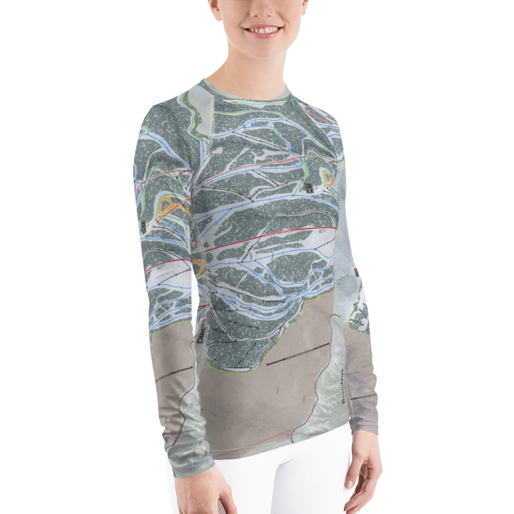Brundage, Idaho Ski Trail Map Women's Base Layer Top - Powderaddicts