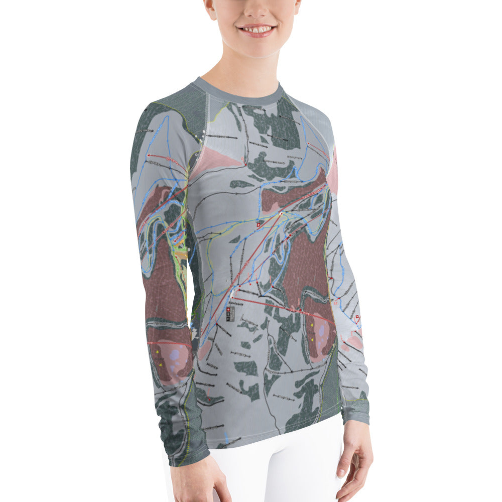 Alyeska, Alaska Ski Trail Map Women&#39;s Base Layer Top - Powderaddicts