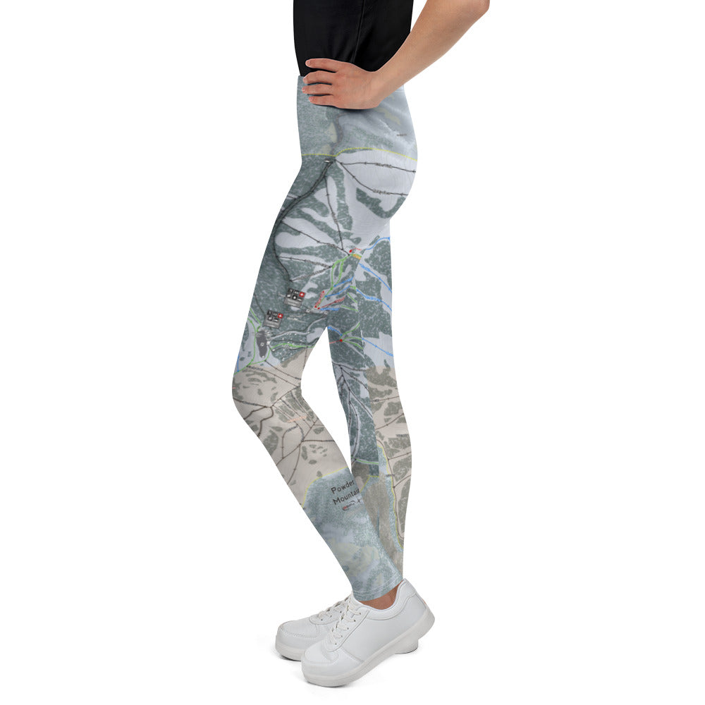 Powder Mountain, Utah Ski Trail Map Youth Leggings