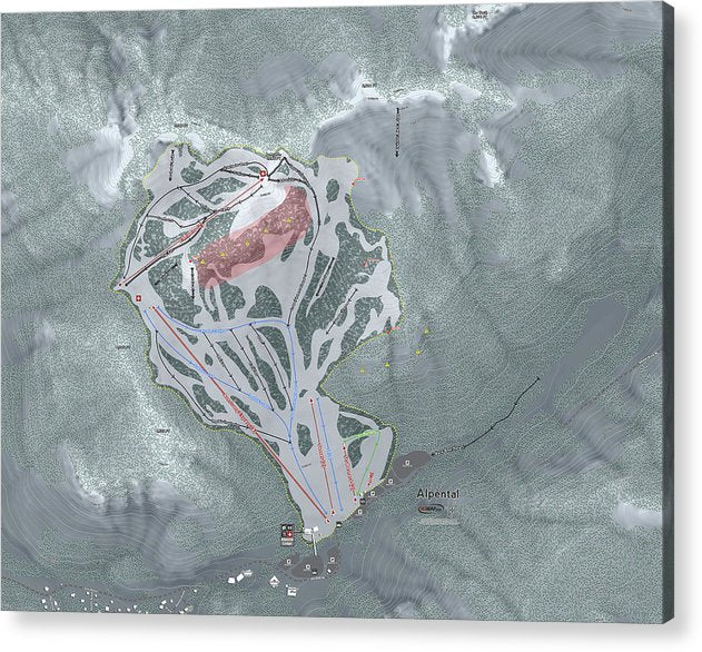 Alpental Ski Trail Map - Acrylic Print - Powderaddicts