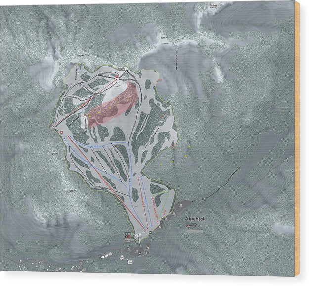 Alpental Ski Trail Map - Wood Print - Powderaddicts