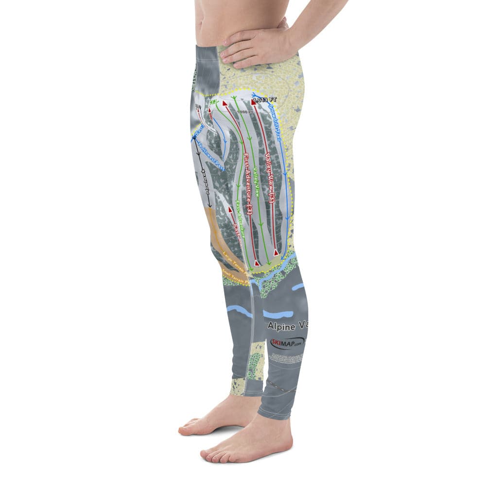 Alpine Valley, Michigan Ski Trail Map Men's Base Layer Bottom - Powderaddicts