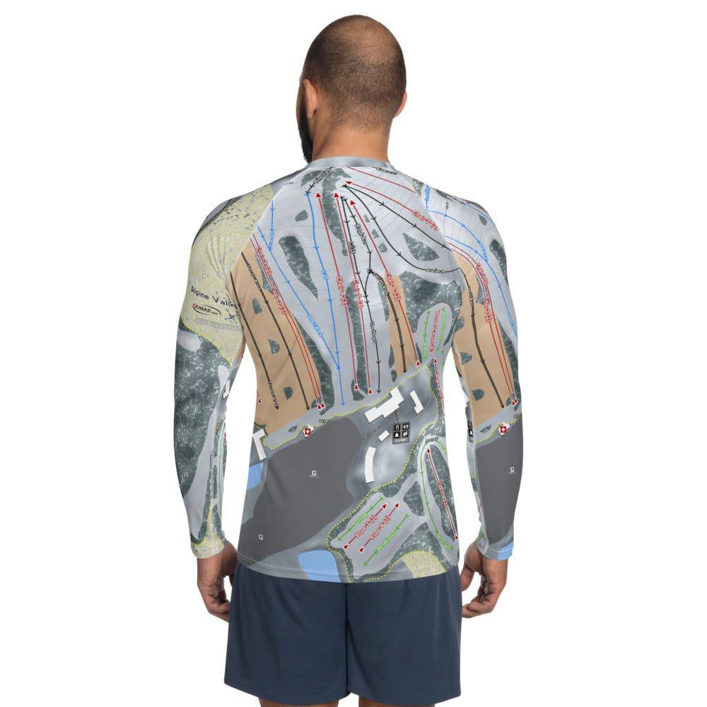Alpine Valley, Michigan Ski Trail Map Men&#39;s Base Layer Top - Powderaddicts