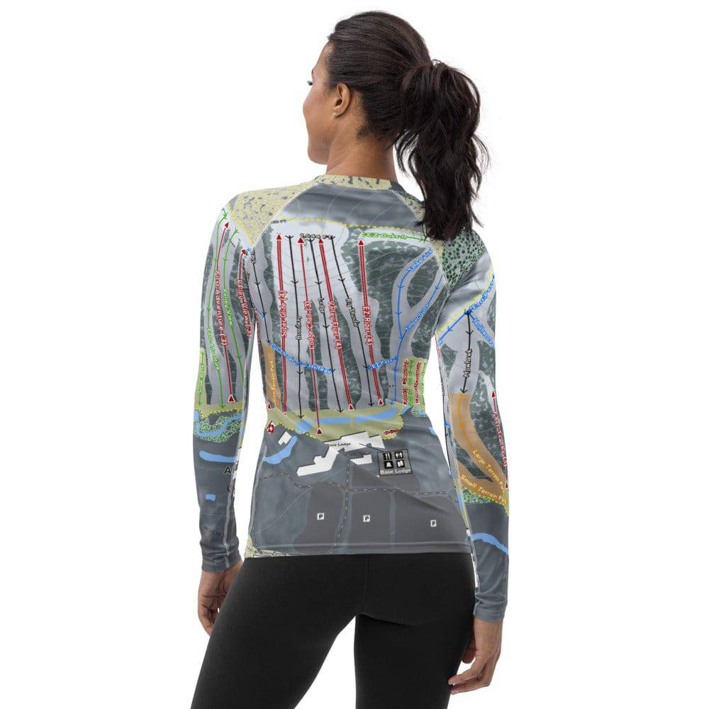 Alpine Valley, Michigan Ski Trail Map Women&#39;s Base Layer Top - Powderaddicts