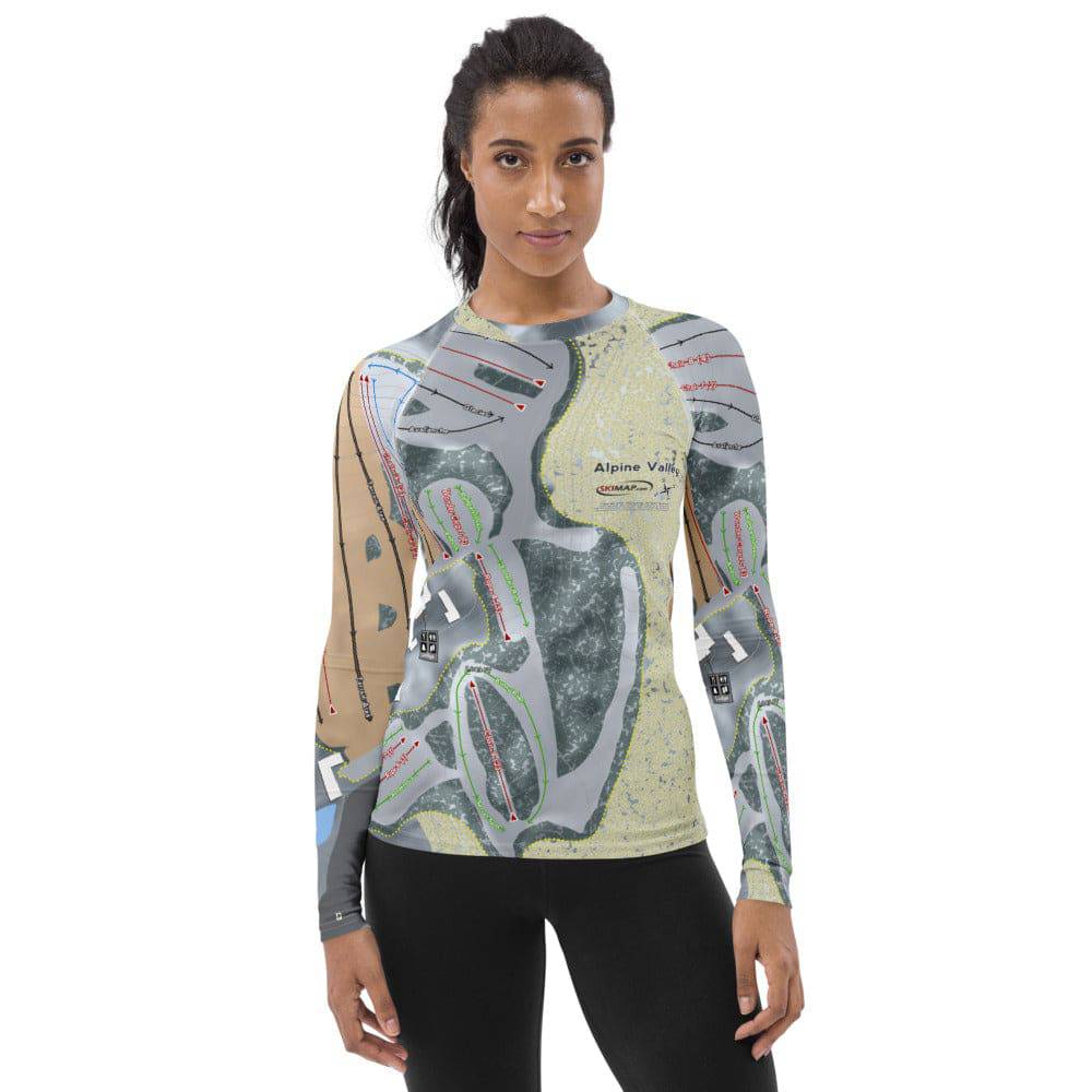 Alpine Valley, Ohio Ski Trail Map Women's Base Layer Top - Powderaddicts