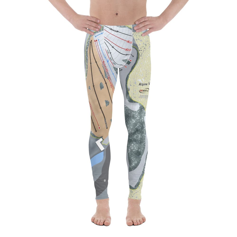 Alpine Valley, Wisconsin Ski Trail Map Men's Base Layer Bottom - Powderaddicts