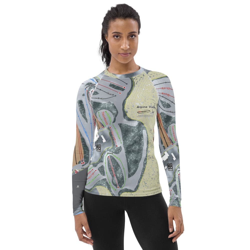 Alpine Valley, Wisconsin Ski Trail Map Women's Base Layer Top