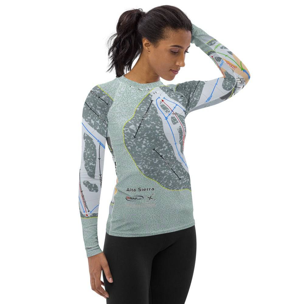Alta Sierra, California Ski Trail Map Women's Base Layer Top - Powderaddicts