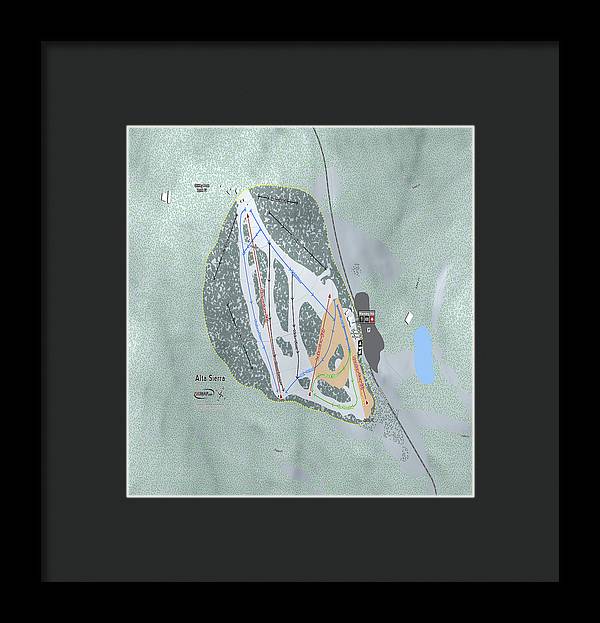 Alta Sierra Ski Trail Map - Framed Print - Powderaddicts
