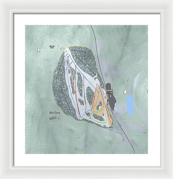 Alta Sierra Ski Trail Map - Framed Print - Powderaddicts