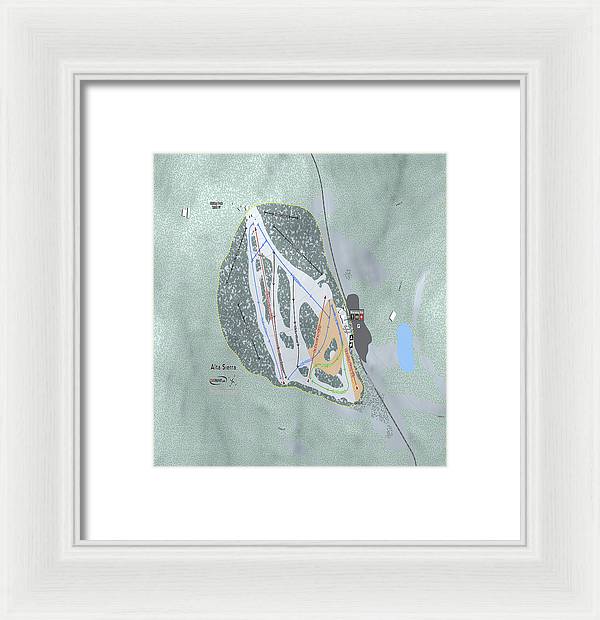 Alta Sierra Ski Trail Map - Framed Print - Powderaddicts
