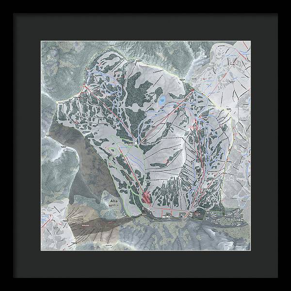 Alta Ski Trail Map - Framed Print - Powderaddicts