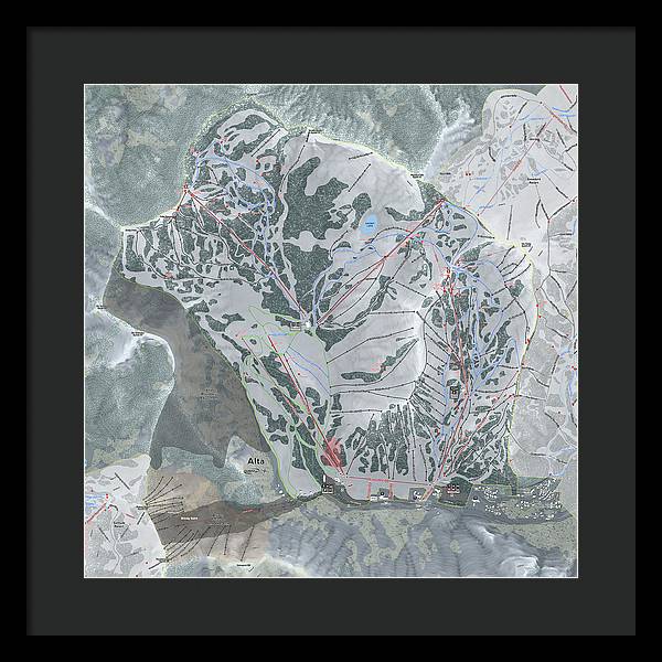 Alta Ski Trail Map - Framed Print - Powderaddicts