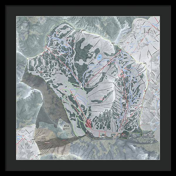 Alta Ski Trail Map - Framed Print - Powderaddicts