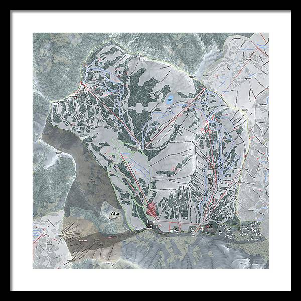 Alta Ski Trail Map - Framed Print - Powderaddicts