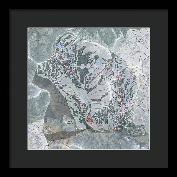 Alta Ski Trail Map - Framed Print - Powderaddicts