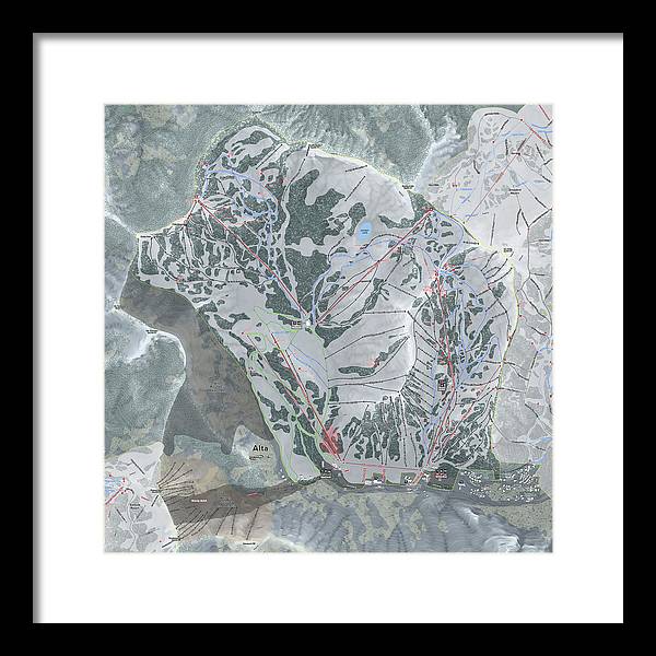 Alta Ski Trail Map - Framed Print - Powderaddicts