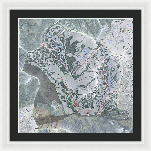Alta Ski Trail Map - Framed Print - Powderaddicts