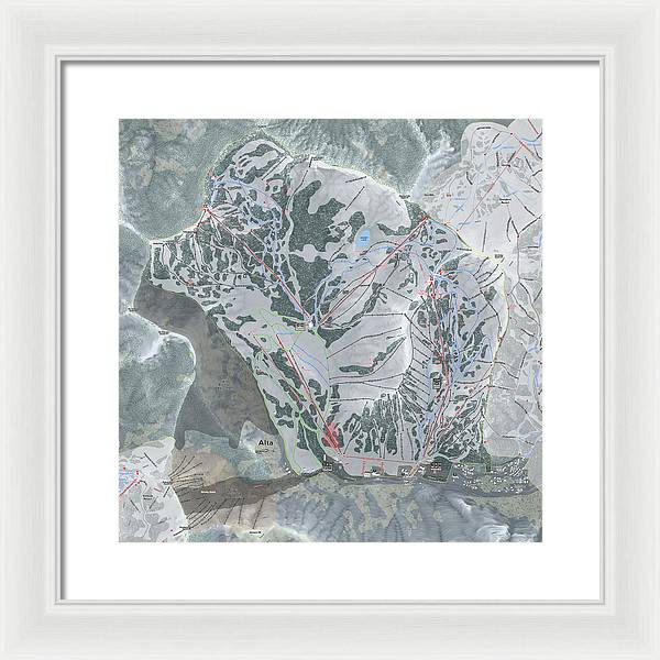 Alta Ski Trail Map - Framed Print - Powderaddicts