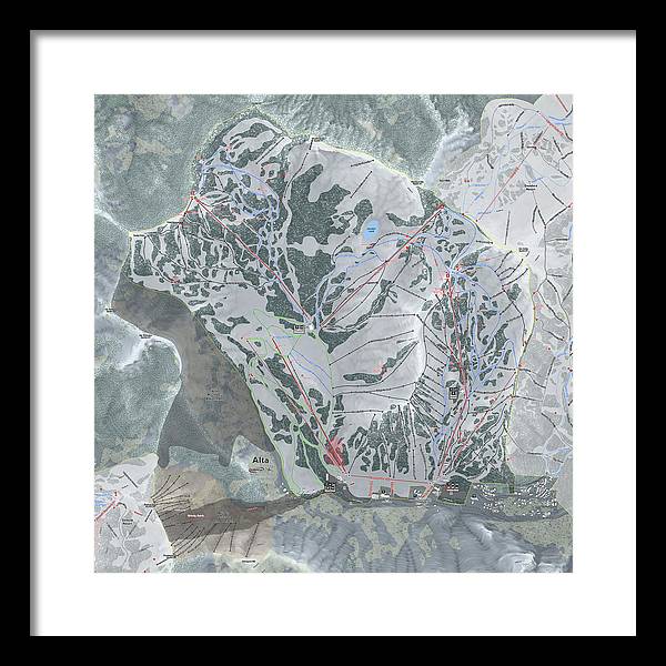 Alta Ski Trail Map - Framed Print - Powderaddicts