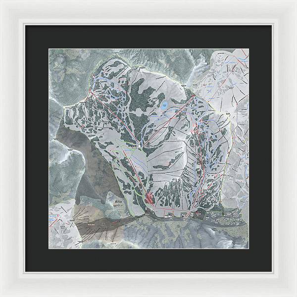 Alta Ski Trail Map - Framed Print - Powderaddicts