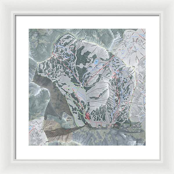 Alta Ski Trail Map - Framed Print - Powderaddicts