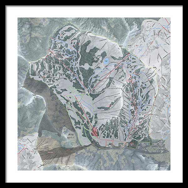 Alta Ski Trail Map - Framed Print - Powderaddicts