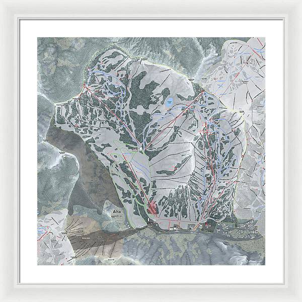 Alta Ski Trail Map - Framed Print - Powderaddicts