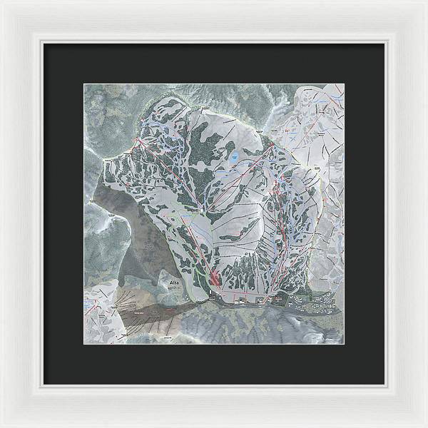 Alta Ski Trail Map - Framed Print - Powderaddicts