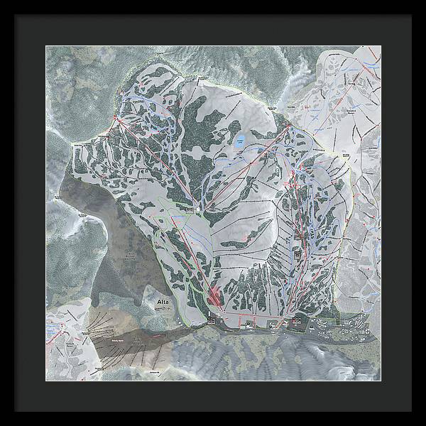Alta Ski Trail Map - Framed Print - Powderaddicts