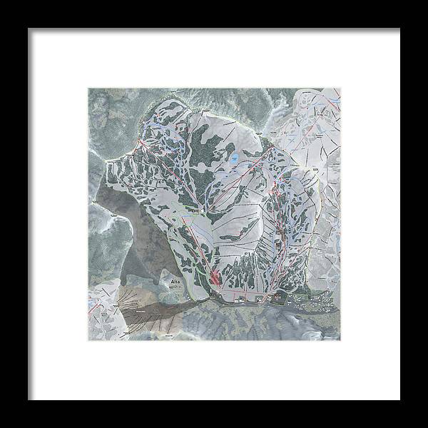 Alta Ski Trail Map - Framed Print - Powderaddicts