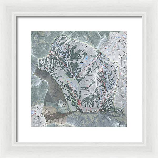 Alta Ski Trail Map - Framed Print - Powderaddicts