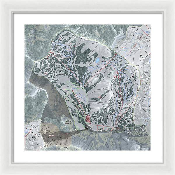 Alta Ski Trail Map - Framed Print - Powderaddicts