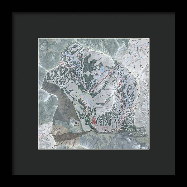 Alta Ski Trail Map - Framed Print - Powderaddicts