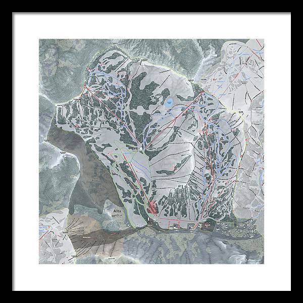 Alta Ski Trail Map - Framed Print - Powderaddicts