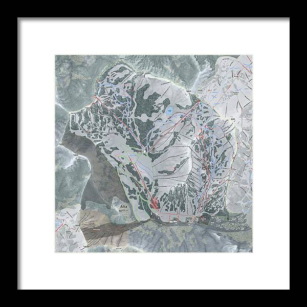 Alta Ski Trail Map - Framed Print - Powderaddicts