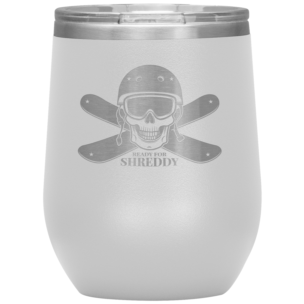 Ready For Shreddy Skeleton Skis Wine 12oz Tumbler - Powderaddicts