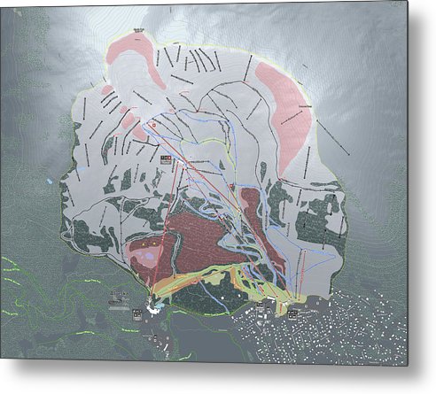 Alyeska Ski Trail Map - Metal Print - Powderaddicts