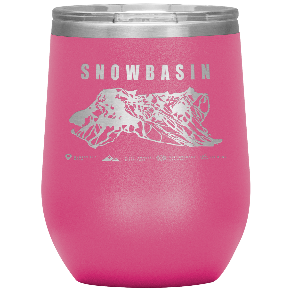Snowbasin, Utah Ski Trail Map Wine 12oz Tumbler - Powderaddicts