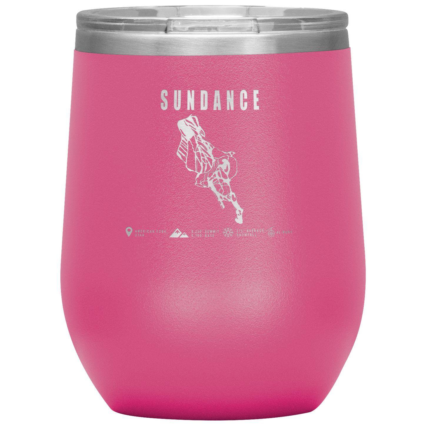 Sundance,Utah Ski Trail Map Wine 12oz Tumbler - Powderaddicts