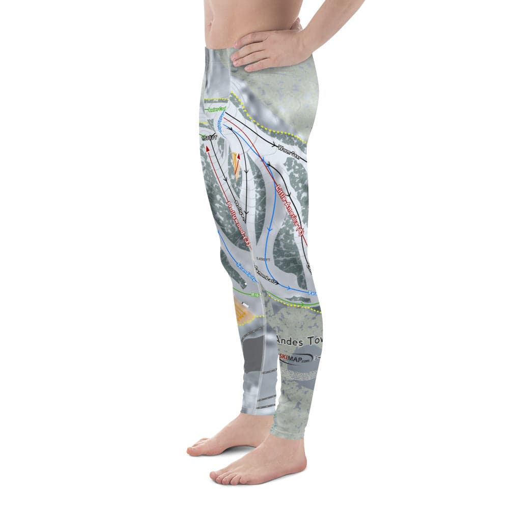 Andes Tower, Minnesota Ski Trail Map Men's Base Layer Bottom - Powderaddicts