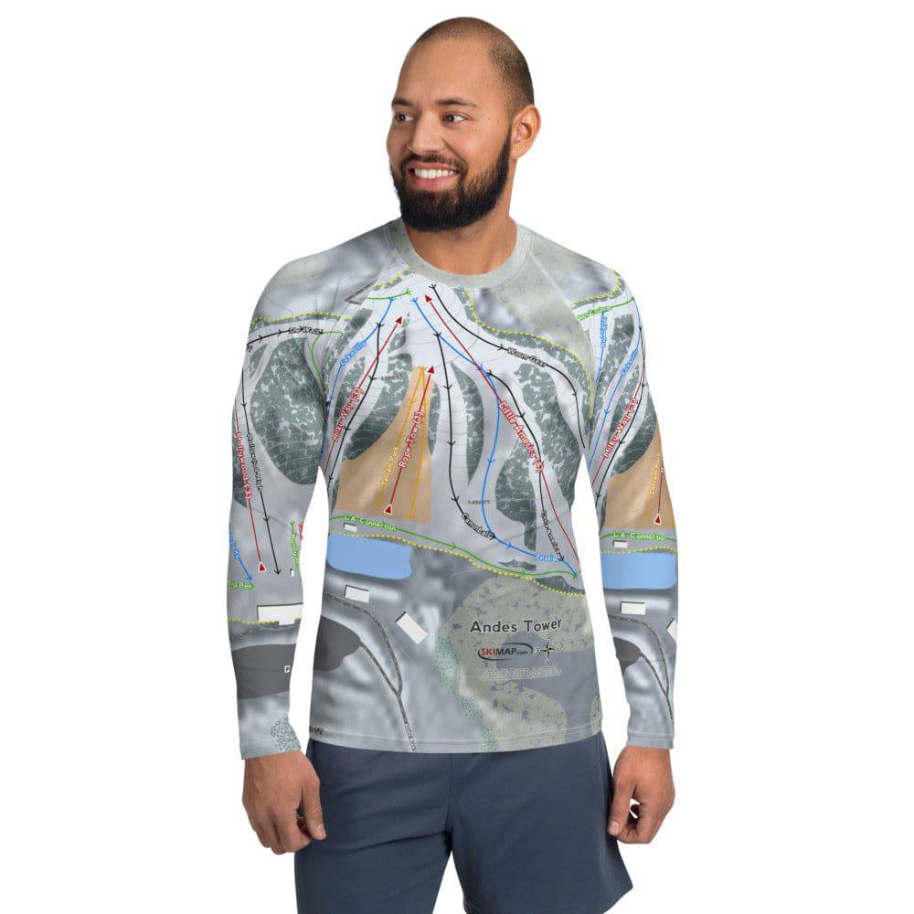Andes Tower, Minnesota Ski Trail Map Men's Base Layer Top - Powderaddicts